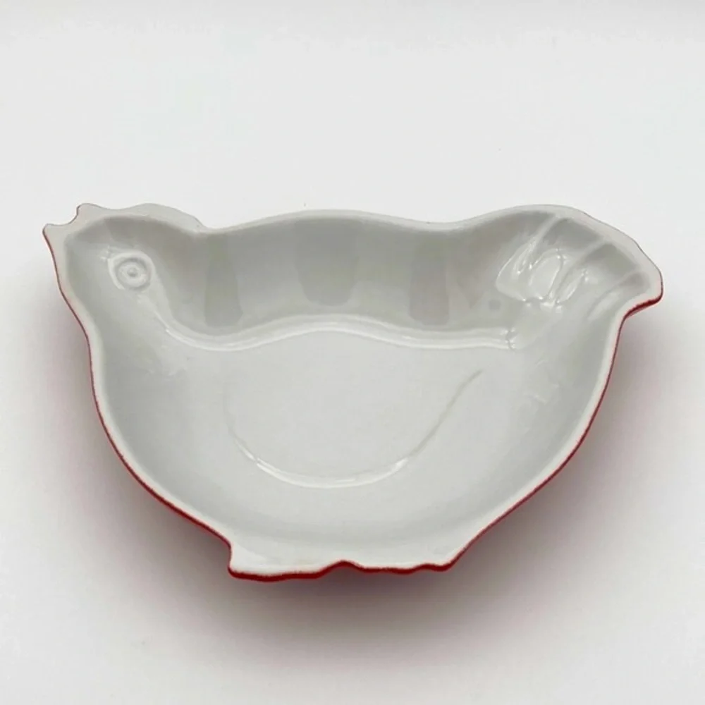 Pair of Vintage Sur La Table Red Chicken Ceramic Baking Dishes